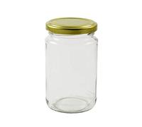 36 x 1 lb jam jars (370 mls) with a choice of seven coloured lids. (Gold Lid)