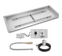 36 x 12 Inch Rectangular Drop-in Gas Fire Pit Kit | Complete DIY Propane Set with All Accessories | 150,000 BTU High Output for Outdoor Patio & Backyard