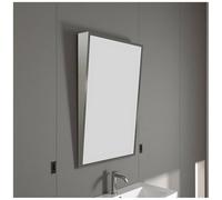 36" x 24" Fixed Tilt Vanity Mirror - 304 Stainless Steel Frame Modern Silver Tile Mirror for Bathroom & Makeup Adjustable Angle Stylish Home Decor