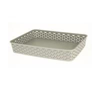(36 x 26 x 6cm, Grey) Curver Rattan A4 Wicker Storage Tray