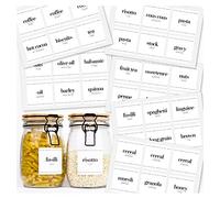 36 x Essential Collection Labels for Jars - Contemporary Printed White Sticky Labels for Kitchen and Pantry Storage