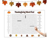 36"x24" Giant Thanksgiving Word Search Poster,Giant Funny Educational Games,Word Search Puzzle Poster Wall Decor For Kids Christmas Thanksgiving Holiday Party