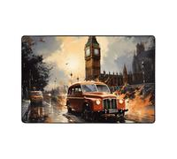 36"x24" Soft & Absorbent Door Mat - London Color Taxi Print Anti-Slip Bath Rug Welcome Entryway Carpet, for Indoor Outdoor