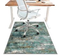 36"x48" Office Chair Mat for Hardwood Tile Floor, Under Desk Carpet Protector for Rolling Computer Chair Mat, Machine Washable Area Rug, Anti-Slip 1/5" Thick Low Pile Thin Vinyl Floor Mat, Teal Blue