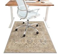 36"x48" Office Chair Mat for Hardwood Tile Floor, Under Desk Carpet Protector for Rolling Computer Chair Mat, Machine Washable Area Rug, Anti-Slip 1/5" Thick Low Pile Thin Vinyl Floor Mat, Wood