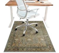 36"x48" Office Chair Mat for Hardwood Tile Floor, Under Desk Carpet Protector for Rolling Computer Chair Mat, Machine Washable Area Rug, Anti-Slip 1/5" Thick Low Pile Thin Vinyl Floor Mat, Sepia