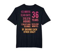 36 Years Married Funny 36th Wedding Anniversary T-Shirt, Men's Big and Tall, Black, 5X Tall