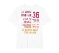 36 Years Married Funny 36th Wedding Anniversary T-Shirt, Men's Big and Tall, White, 2X Tall
