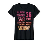 36 Years Married Funny 36th Wedding Anniversary T-Shirt, Women, Black, X-Large