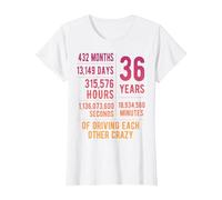 36 Years Married Funny 36th Wedding Anniversary T-Shirt, Women, White, XX-Large