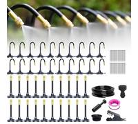 360° Adjustable Bendable Garden Watering Misting Cooling System With 15 Pcs Brass Mist Nozzles 15m Misting Line For Yard Lawn Plants Flower Bed, 49.2FT Automatic Drip Irrigation Kit(65.6Ft Set (65.6Ft