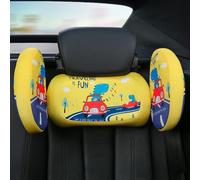360° Adjustable Car Seat Headrest Pillow Detachable Dual Support, Premium Memory Foam, Quick Install, Breathable Soft Neck/Head Support for Kids & Adults (Fits 8.5-16cm Pole Spacing) (Yellow)