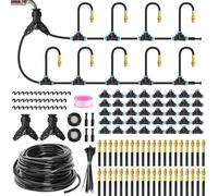360° Adjustable Irrigation System Kit 200FT Drip IrrigationTubes 40Pc Bendable Brass Mist NozzlesFaucet Adapter Fogging Irrigation Kit Sprinkler Automatic Garden Watering System Garden Yard Lawn