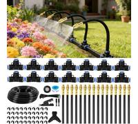 360° Adjustable Irrigation System Kit, Automatic Drip Garden Watering System with Quick-Connect 30M / 100FT Hose, 16PCS Brass Nozzles for Lawn, Plants & Greenhouse