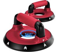 360° Adjustable Push-Up Handles, Rotatable and Positionable Pushup Stands for Upper Body Training, Parallettes Bars for Chest, Back, Shoulders, Removable Silicone Handles, Non-Slip Rubber Feet (Red)