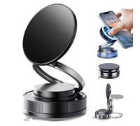 360° Adjustable Vacuum Magnetic Phone Holder, 2026 Upgraded Vacuum Magnetic Suction Cup Phone Mount, Foldable Car Phone Holder, Portable Hands-Free Phone Stand for Car, Gym (Black)