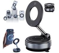 360° Adjustable Vacuum Magnetic Phone Holder, Portable Foldable and Retractable Hands-Free Suction Cup Car Phone Mount for Your Car/Gym/Mirror Mount/Smooth Surface for iPhone & Android(Style 2-A)