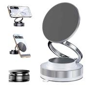 360° Adjustable Vacuum Magnetic Phone Holder,Rotation Sucker Suction Cup Phone Mount,Ultra-Strong Grip,Rock Solid,Dual-Axis Adjustability,No Trace,Reusable,for Car/Gym/Mirror/Shower (White)