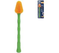 360° Bamboo Handle Pet Toothbrush for Dogs - Dual-Size Soft Bristles for Plaque, Tartar & Gum Care - Green/Yellow/Orange, Small & Medium Breeds