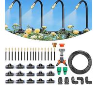 360° Bendable Garden Irrigation System Copper Sprayer Atomizing System With Intelligent Irrigation Controller for Lawn Raised Bed Greenhouse Plant Watering System30m/98.4ft-WithoutTimer