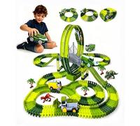 360-Circular Loop Dinosaur Race Track Toy, 271 PCS Create A Dinosaur Road Race World, 2 Electric Dino Race Cars, Flexible Race Track Set, Ideal Birthday Party Gift for 3-9 Year Old Kids Boys Girls
