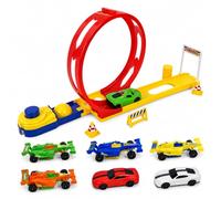 360° Death Ride Toy Track with 6 Cars Including Car Track Flexible Hyperbolic Track Super Loop Acrobatic with Modifiable Track Car with Formula Sport Launcher (a)