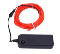 360 Degree Cuttable Glowing Rope Lights 16.4ft/5m 2Pcs EL Wire Red - Slow Flash, Fast Flash, Off, Continuous On for Parties and Festivals