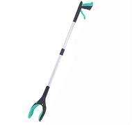360 Degree Grabber Tool 32" Trash Picker with Strong Magnetic Tip Claw Reacher for Elderly Rotating Foldablegripper for Tall Users(Light Green)