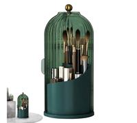 360 Degree Makeup - Rotating Brush Organizer, Bird Cage Cosmetic Tools Holder with Lid, Desktop Vanity Storage with Compartments, Bathroom Cosmetic Organizer, Lipstick Holder for Brushes