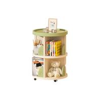 360-Degree Rolling Rotating Bookshelf Mobile Multi-Layer Green Bookcase Space-Saving Swivel Library Storage 2-Layer Adjustable Bookshelf on Wheels