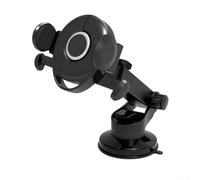 360 Degree Rotatable Car Phone Holder Armor for Dashboard, Mobile Support Bracket with Silicone Lined Clamp Arms (black)