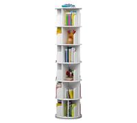 360 Degree Rotating Bookshelf Revolving Bookcase Tower for Living Room Bedroom Study & Office Stylish White Floor Standing Shelves Space Saving Storage Solution