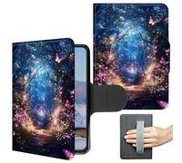 360 Degree Rotating Case for 7" Kindle Paperwhite 12th Generation 2024 & Kindle Colorsoft 2024/2025 Slim PU Leather Stand Cover with Hand Strap Auto Wake/Sleep Magnetic Clasp, Forest Castle House