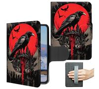 360 Degree Rotating Case for 7" Kindle Paperwhite 12th Generation 2024 & Kindle Colorsoft 2024/2025 Slim PU Leather Stand Shell Cover with Hand Strap Auto Wake/Sleep Magnetic Clasp, Crow Sun