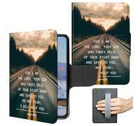 360 Degree Rotating Case for 7" Kindle Paperwhite 12th Generation 2024 & Kindle Colorsoft 2024/2025 Slim PU Leather Cover with Hand Strap Auto Wake/Sleep Magnetic Clasp, Quotes Bible Isaiah 41-13