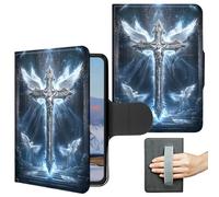 360 Degree Rotating Case for 7" Kindle Paperwhite 12th Generation 2024 & Kindle Colorsoft 2024/2025 Slim PU Leather Cover with Hand Strap Auto Wake/Sleep Magnetic Clasp, God Jesus Christian Cross