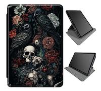 360 Degree Rotating Case for Microsoft Surface Pro 7 Plus/Pro7/Pro 6/Pro 5/Pro 2017/Pro 4/Pro LTE, Multi-Angle Viewing Stand Magnetic Closure Case with Auto Wake/Sleep, Dark Skull Flower Eagle