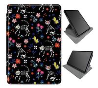 360 Degree Rotating Case for Microsoft Surface Pro X 13" 2021/2020/2019, Multi-Angle Viewing Stand Magnetic Closure Case with Auto Wake/Sleep, Cat Sugar Skull