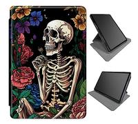 360 Degree Rotating Case for Microsoft Surface Pro X 13" 2021/2020/2019, Multi-Angle Viewing Stand Magnetic Closure Case with Auto Wake/Sleep, Sugar Skull Rose