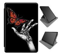 360 Degree Rotating Case for Microsoft Surface Pro X 13" 2021/2020/2019, Multi-Angle Viewing Stand Magnetic Closure Case with Auto Wake/Sleep for Microsoft Surface Pro X, Skull Butterfly