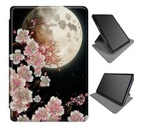 360 Degree Rotating Case for Samsung Galaxy Tab A8 10.5 Inch 2022 SM-X200/X205/X207, Multi-Angle Viewing Stand PU Leather Case with Auto Wake/Sleep, Moon Pink Sakura