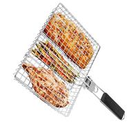 360 Degree Rotating Cooking Basket Having Secure Locking Feature to Food Dropping Through the Grates While Cooking Family Size Barbecue Basket