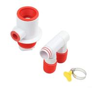360 Degree Rotating Drain Connector for Washing Machine Sink and Dryer with Dual Seal ABS Body Silicone Rings Quick Installation Red White Plumbing Fitting for Tight Spaces