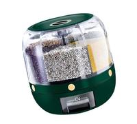 360 Degree Rotating Dry Food Storage Container Grains Bucket With 6 Compartments Rice Dispenser Box Kitchen Supplies Dry Food Organizers