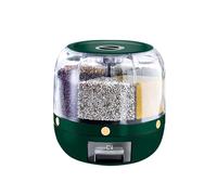 360 Degree Rotating Dry Food Storage Container Grains Bucket With 6 Compartments Rice Dispenser Box Kitchen Supplies Dry Food Organizers