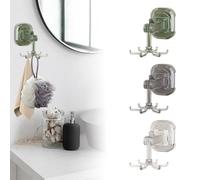 360 Degree Rotating Folding Hook, Universal Hook, Kitchen Hook for Hanging Tableware, Suction Cup Hook, Rotating Kitchen Utensil Stand with 6 Hooks, Multi-Purpose Hanger for (B, 12 x 7 x 6 cm)