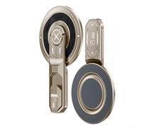 360 Degree Rotating Magnetic Phone Stand Grip in Aluminum for iPhone 17/17 Pro/16/15/14, Portable Kickstand Offering Convenient and Secure Viewing Angles (Gold)