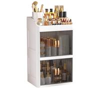 360 Degree Rotating Makeup Organizer - DIY Adjustable Rotating Cosmetic Holder, Large Capacity Vanity Display Stand | Transparent Skin Care Container, white, Please refer to the description, Please