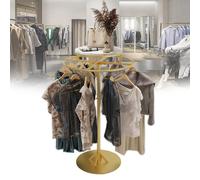 360 Degree Rotating Round Garment Rack, Rotatable Clothes Floor-Standing Display for Hanging Apparel, Portable Clothing Display Retail Rack for Clothes Boutique, Laundry Rooms,Black,23.6X51in (G