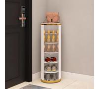 360-Degree Rotating Shoe Rack with Removable Shelves - Circular Entryway for Hallway or Corner Gold Finish Space-Saving Design (32 x 90cm) - 6/7/8 Tier Options